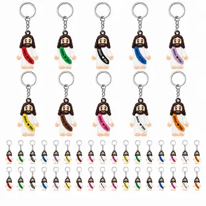 Jesus Loves You Keychain Cute Silicone Religious Backpack Charm for Daily Inspiration Perfect Christian Faith Gift for Youth Groups Bible Study and Church Giveaways