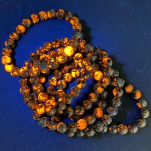 Yooperlite Braclet - UV Radiance Beaded Bracelets Handmade Witchy Jewelry Ash-toned Base with UV-reactive Glow Elegant Minimalist Bangle