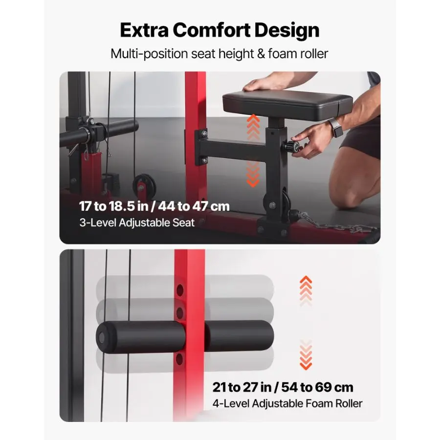 VEVOR LAT Pull Down Machine, 2-in-1 Row Cable Machine, Cable Machines ...