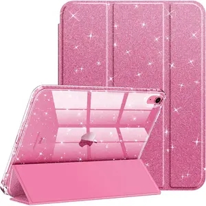 Case for iPad (A16) 11th Generation 11 Inch (2025), iPad 10th Generation 10.9 Inch (2022) - Glittering Sparkly Shockproof Cover with Shiny Clear Back Shell & Pencil Holder, Pink