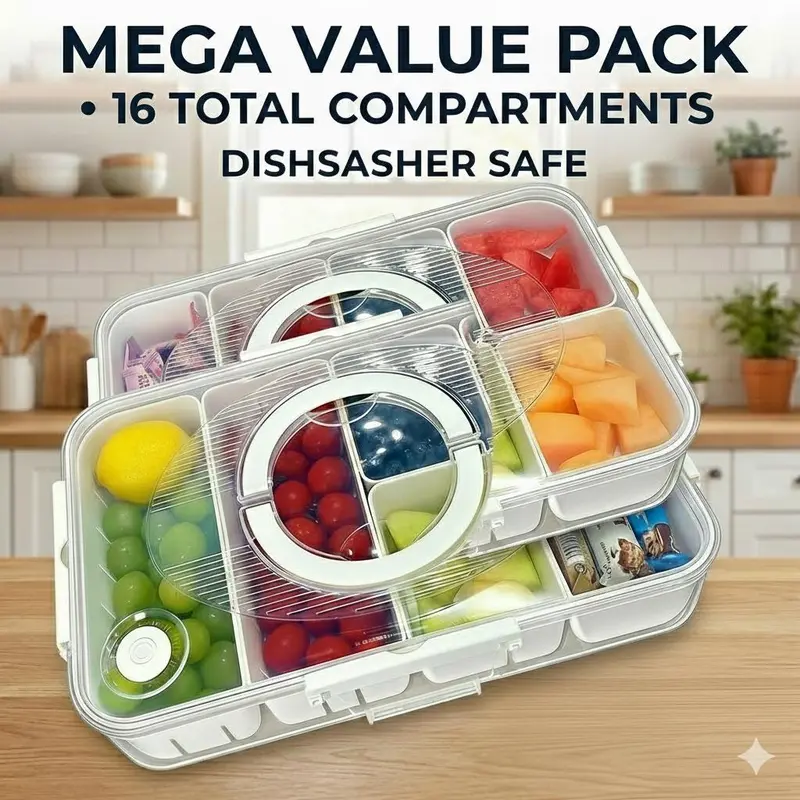 cook with color 8-compartment snackle box container divided