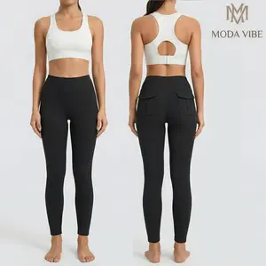 MODA VIBE Women's Leggings, High-Waisted Yoga Pants with Back Pockets, Tummy Control - Buttery Soft - Stretchy