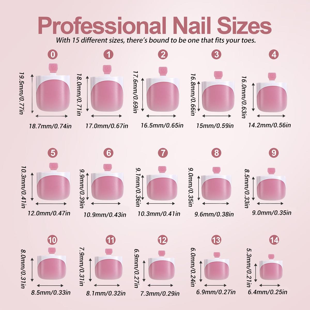 French Toe Nail Press Ons, Pre-Etched 15 Sizes 150Pcs, Sharp Square X-Soft Pink False Toenails, Soft Gel Full Cover Fake Toes for DIY Salon Pedicure & Nail Extensions