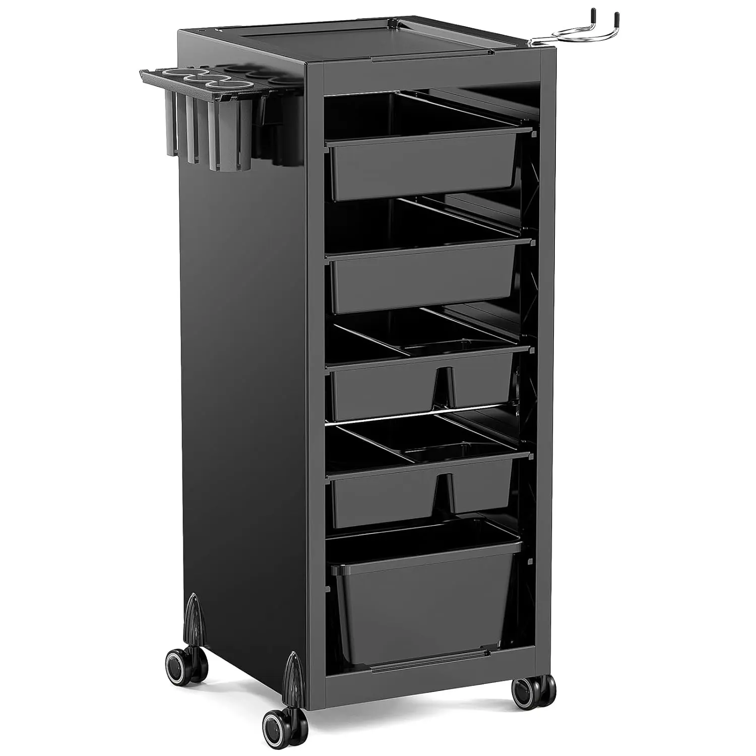 Salon Trolley Cart with 4 Drawers & 2 Baskets, Rolling Hair Cart Organizer for Stylist, Mobile Storage Station with Wheels for Salon Beauty Tattoo Hairdressing