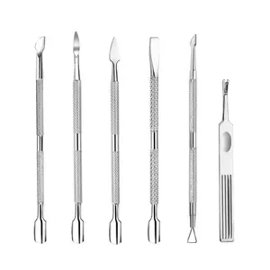 6PCS Cuticle Pusher Set Stainless Steel Cuticle Remover Kit Cutter and Trimmer Manicure and Pedicure Tools for Fingernail and Toenails