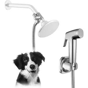 Shower Attachment Set for Pet Bathing and  Washing- Shower Sprayer Kit with Hand Held Shower  and Water Hose and Shower Arm Diverter ...