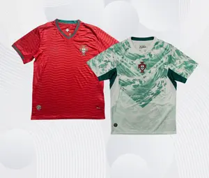 P0rtugAl 2026 Soccer Jersey – Home Red & Away Green Design, Lightweight Breathable Football Shirt for Fans