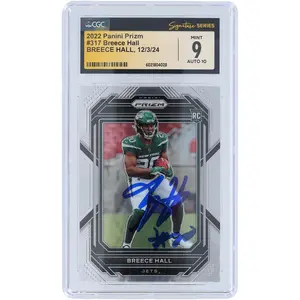 Breece Hall New York Jets Autographed 2022 Panini Prizm #317 CGC Fanatics Witnessed Authenticated 9/10 Rookie Card - Fanatics Authentic Certified