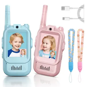Kids Video Walkie Talkies with Camera (2 Pack) - Long Range Toy for Summer Outdoor Camping, Road Trip Essentials & Screen-Free Play, Birthday Graduation Gift for Boys Girls 3-12