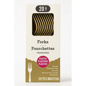Elegant Gold Plastic Forks - Pack of 20 Elegant Gold Plastic Forks - Pack of 20