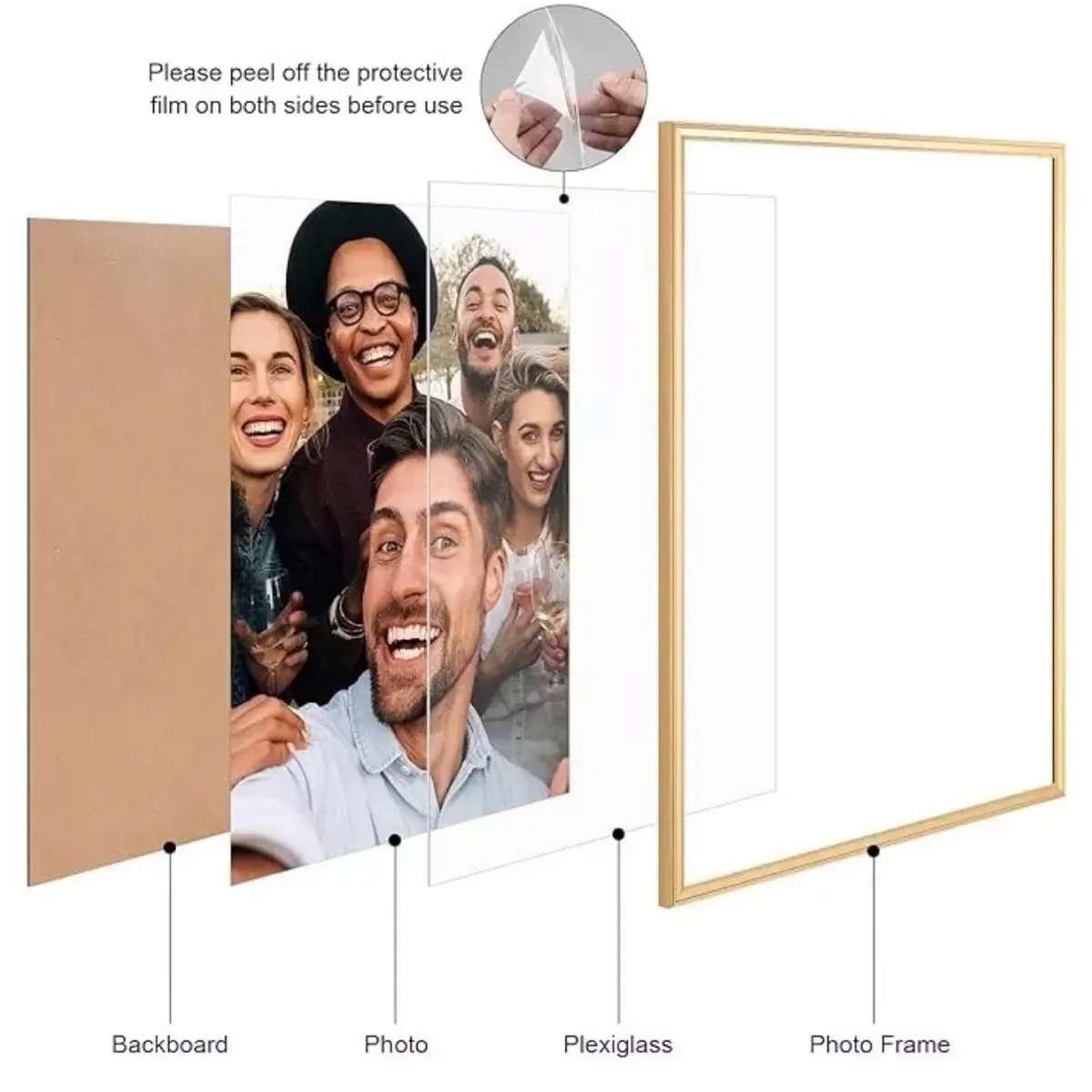 Anozie 2-Pack 16x24 Gold Picture Frames, Sturdy Classic Modern Home Decor Accessory with HD Plexi Glass & MDF, Flexible Wall-Mounted Option for Photo Artwork Gifts