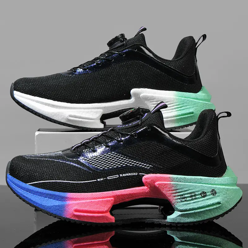 UYCEKK Men's Low-Top Sneakers - All-Terrain Cushioned Running Shoes with PU Upper & PVC Sole, Neon Green/Pink/Black/Grey/Blue-Green Color Options - All-Season Traction for Gym, Hiking, Casual Wear - Lace-Up Athletic Footwear