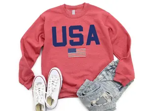 Womens USA Crewneck Sweatshirt, USA Shirt, America Sweatshirt, 4th of July Sweatshirt, Patriotic Sweatshirt, Red White and Blue