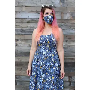 Busy Bees/Blue Gingham Mask
