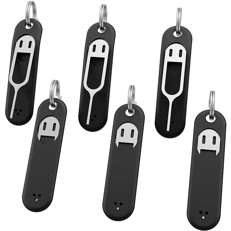 6-Pack SIM Card Tray Ejector Tools with Removable Keychains, Small Pin Openers for Compatible Phones and Devices, Portable Accessories for SIM Tray Access, Device Setup and Everyday Phone Maintenance