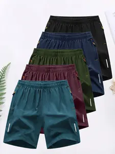 Men's Casual Woven Shorts Pants, Summer Fitted Sporty Style Activewear, Moderate Fabric Thickness, Perfect for Daily Wear & Outdoor Activities