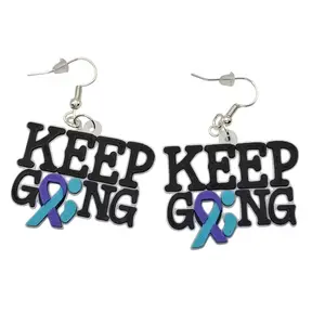 Keep Going Earrings 3D Printed - Lightweight Durable Awareness Ribbon Jewelry for Mental Health & Chronic Illness Support