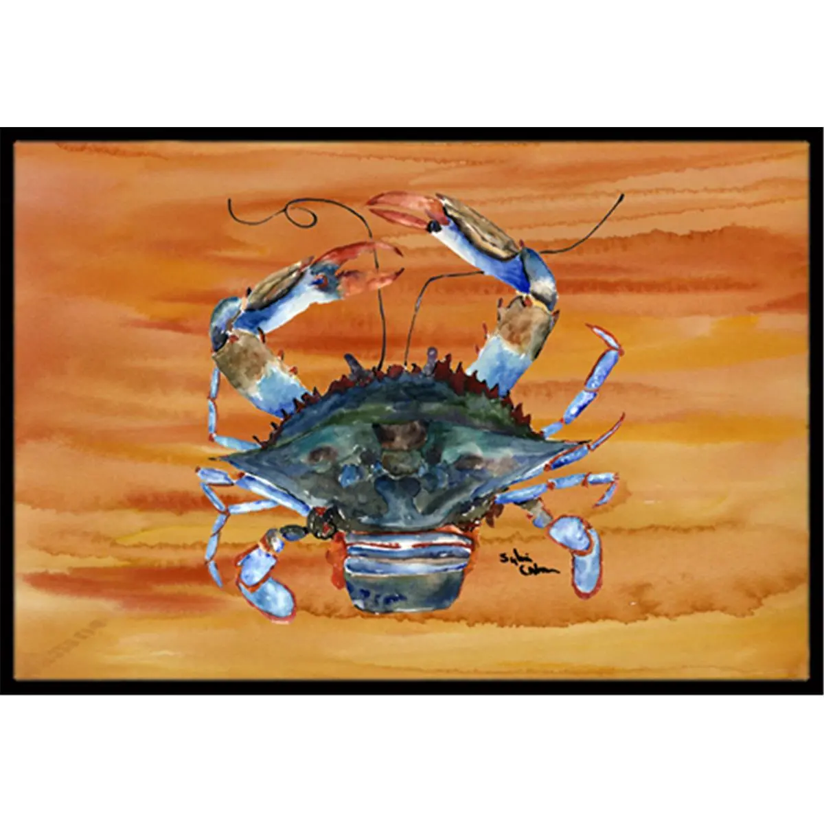 212 MAIN Durable Decorative Mat - 18x27 in Indoor-Outdoor Rug, Marine Crab Motif, Permanently Dyed Fade-Resistant, Dirt-Washable