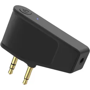 Bluetooth 5.3 Adapter for Wireless/Wired Headphones, 2 in 1 Airplane Bluetooth Adapter with 3.5mm Aux Jack Compatible with Airplane/Home TV/Gym/Boats/Car, Foldable Single/Double Gold Plug
