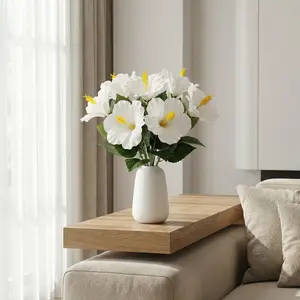 7 Pcs Artificial Hibiscus Flowers, Large Blooms with Leaves, Decorative Fake Flowers for Home, Wedding, Holiday Decorations