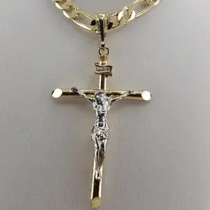 (AAA 2)  #1  cross and chain   14kgoldplated