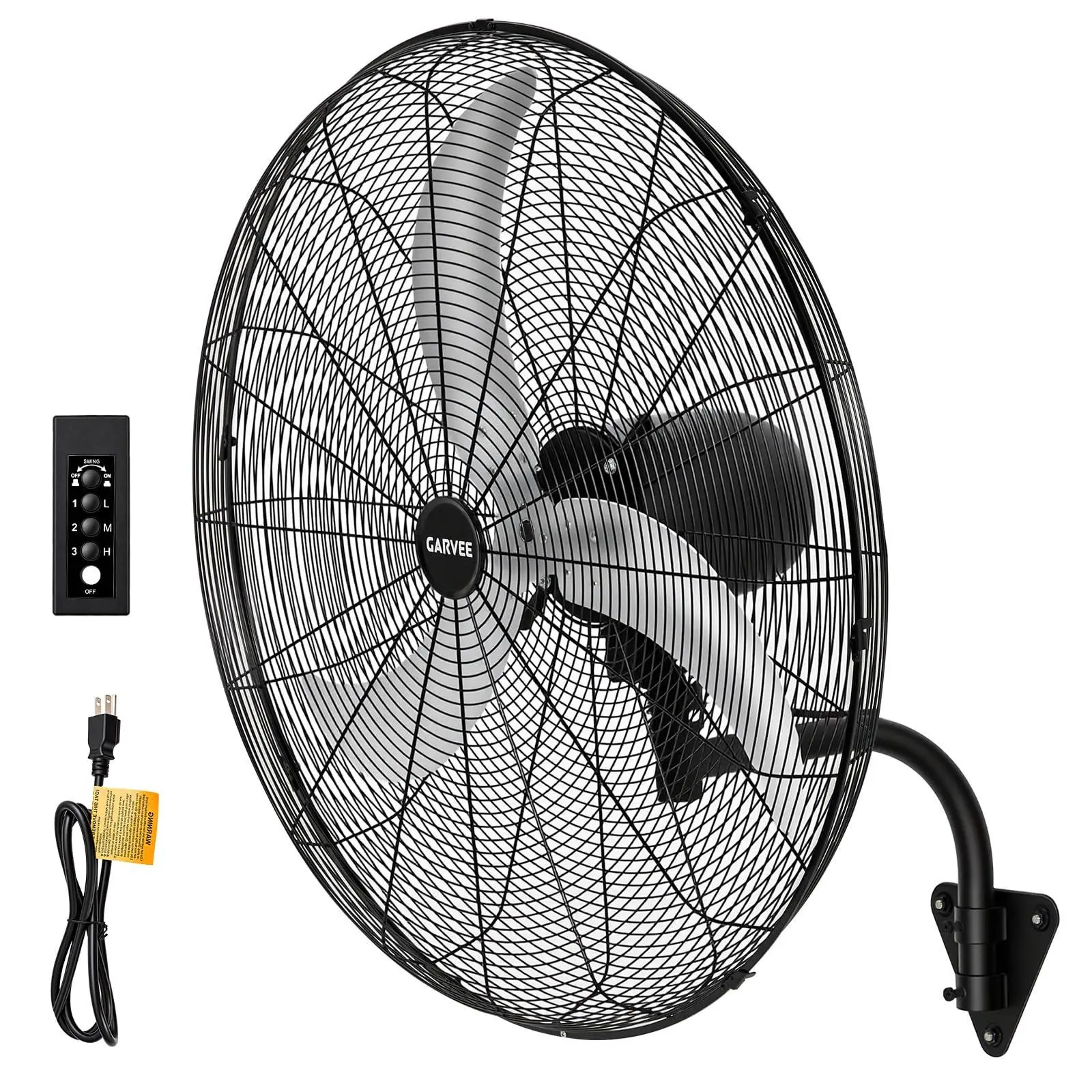 GARVEE 24 Inch Wall-Mount Misting Fan, 3 Speed High Velocity 7000 CFM Industrial Wall Fan with Controller, IP44 Waterproof Oscillating Wall Fan for Home, Offices, Garage, Commercial, Warehouse