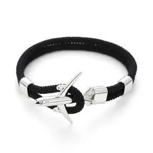 Unisex Milan Cord Nylon Rope Airplane Design Bracelet for Men and Women 8 Inches