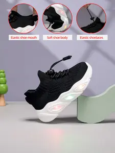 Children's and Teenagers' Infant Casual Fashion Shockproof Wear-resistant Glowing LED Light Sole Lightweight Breathable Low-top Mesh with Quick Lacing Outdoor Indoor Walking Running Sports Leisure Shoes, Youth Fashion Shoes