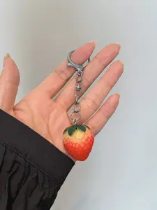 1pc  Fresh fruit style strawberry pendant with simulated texture, bright silver chain, simple and versatile for daily use, super age reducing, and comes with a cute spring atmosphere pendant
