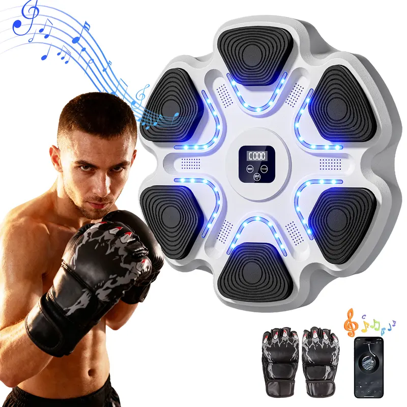 Wall-Mounted Smart Bluetooth Music Boxing Machine - Unisex Compact Boxing Equipment, 9 Modes, 9 Speeds, Included Glove, Electronic Hand Speed Trainer for Combat Sports, Enhances Performance, Improves Boxing Skills, Fitness Enthusiasts’ Training Tool