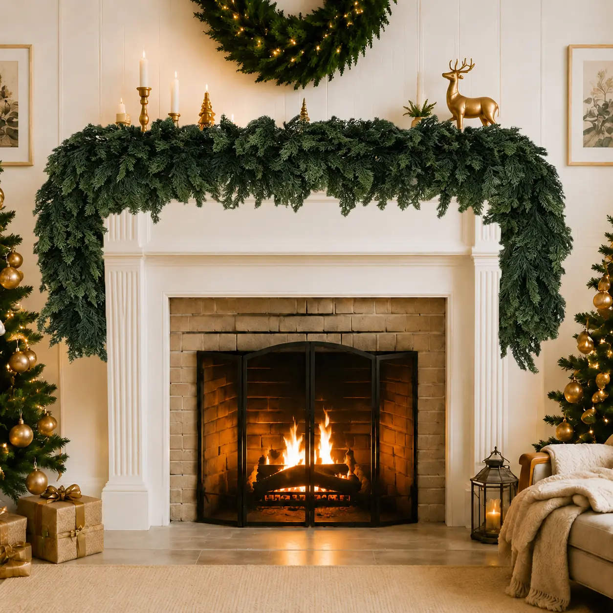 2Pcs 6FT Christmas Artificial Tasong Vine Garlands,Real Touch Garlands,Thick Lush Foliage PE Weather Proof Greenery Vine for Stair Porch Fireplace Holiday Arrangement UV resistant waterproof for Table, Mantle, Wall, Indoor, Outdoor Christmas Decorations