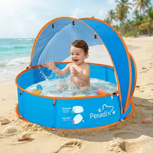 Peradix Baby Beach Tent, Paddling Pool for Kids & Pets with UV Sun Shelter Canopy, Mosquito Net - Portable Pop Up Infant Ball Pit Tent, Toddler Wading Pool, Perfect for Summer Beach Fun