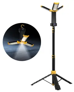 Rechargeable LED Work Light with Stand, 67" Tall Portable Cordless Work Light 3-head, 8AH Battery, 500/1500/2500 Lumen, 4000/6500K Dimmable Camping Light with Detachable Tripod (Carrying Bag Included)