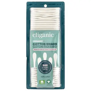 Cliganic Organic Cotton Swabs, 500 Count
