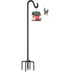76" Shepherds Hooks for Outdoor, Adjustable Bird Feeder Pole with 5 Prong Base, Heavy Duty Bird Feeder Pole for  Bird Feeders, , Wind Chimes, and Garden Decorations