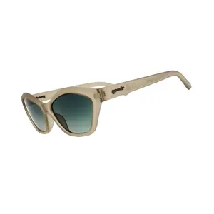 goodr Dulce De Leche Luxe Medium Size (Deco G) Translucent Gray Frame with Dark Green Lens, UV400, No Slip No Bounce No Tangle