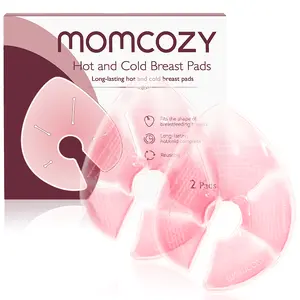 Momcozy Larger Breast Therapy Packs, Hot and Cold Breast Pads with 2 Soft Covers, Breastfeeding Essentials for Relieve Clogged Ducts, Nipple Pain, Engorgement, 2 Pack
