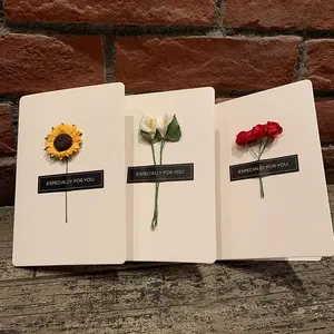 3 Pieces, Creative Artificial Flower Greeting Card / Birthday Greeting Card / Graduation Thank You Card / Gift Card, Suitable for Teacher's Day, Mother's Day, Valentine's Day, Carnival, and Birthday Parties