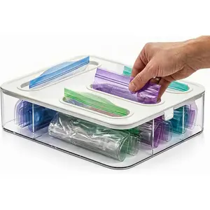 Food Storage Bag Organizer - 4 in 1 Plastic Baggie Organizer for Drawer |   Compatible with Sandwich, Snack, Gallon, Quart & Slider |   Plastic Bag Organizers Kitchen Storage |   Wall & Drawer Mount