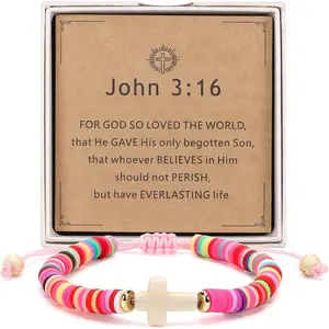 Christian Gifts for Girls - Colorful  Bracelet  Box Set with Scripture Card, Faith  for Baptism, First Communion, Confirmation, Easter & Christmas