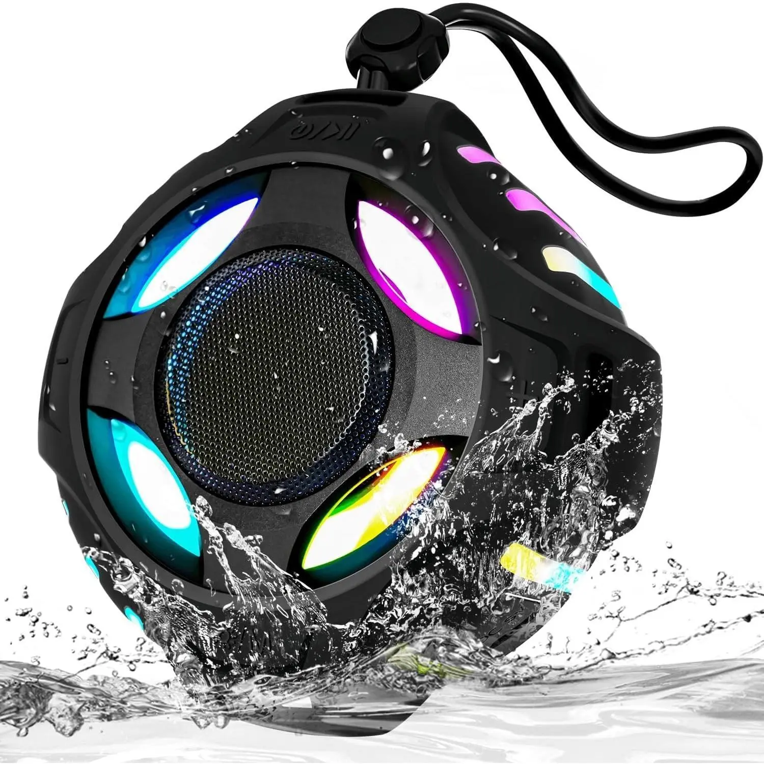 SQ-ADE004 Waterproof Speaker with Robust Bass, Shower Speaker with Dynamic Light, TWS Mode, Loud HD Sound, IP67 Waterproof, 2000mAh, Portable Wireless Speakers for Home, Outdoor/Kayak, Gift for Unisex. Audio Bluetooth