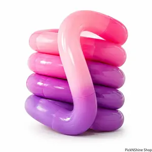 Buy one get one free  Kids Rainbow Color Changing Twisty Fidget Toy | Soft Silicone Stress Relief & Focus Toy | Portable Fun Pop Toy | TikTok Trending
