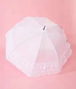 White Triple Frilled Umbrella White Triple Frilled Umbrella