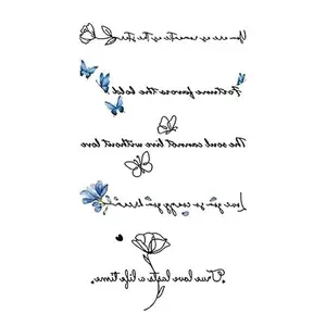 2 pcs Black Signature English Word Prints Temporary Waterproof Tattoo Sticker