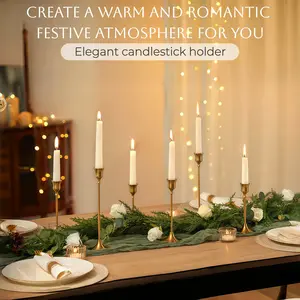 The elegant conical candlestick, the golden candlestick, the retro-modern decorative item, is suitable as a gift for occasions such as dining table, wedding, housewarming party, Valentine's Day, Easter, Thanksgiving, Mother's Day, etc.