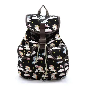 Unicorn Printed Canvas Backpack