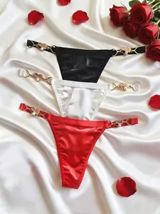 Women's Heart-Shaped Rhinestone Satin Thong Set, Sexy Low Waist Soft Underwear, Sparkling Diamond Color, Comfortable Daily Luxurious Women's Lingerie, Underwear Sets