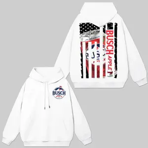 Fresh Beer 4th of July Graphic Tee - Busch Light Apple US Flag Cotton Sweatshirt