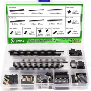 78 PCS 2.54mm Male and Female Pin Connector Assortment Kit Includes 9PCS Breakaway Pin and 69pcs Stackable Shield Header