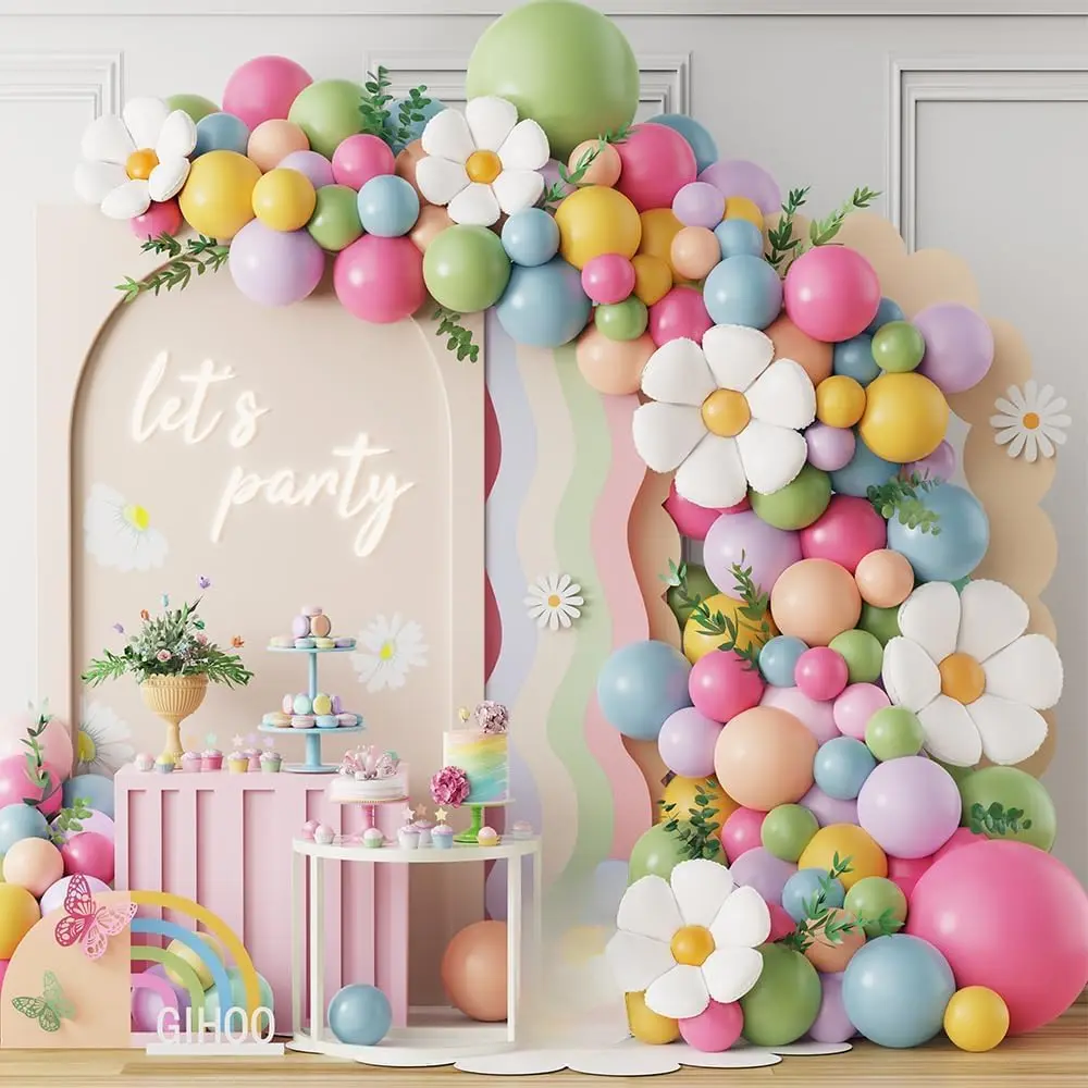 Flower Balloon Arch Kit 137 count Pink and Green Yellow WildFlower Balloons for  Flower  in Bloom  Shower Spring  Theme Birthday 2525 Graduation Party Decorations
